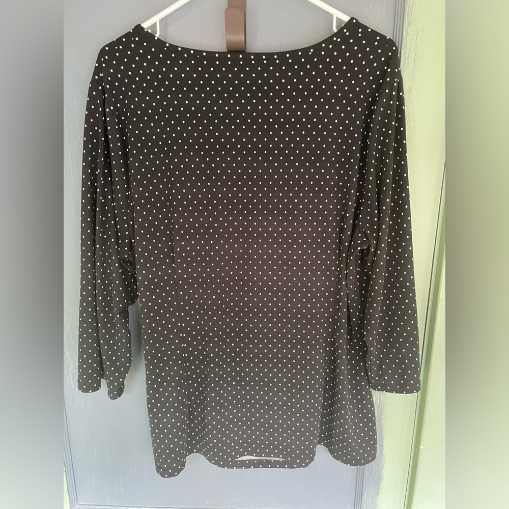 Women's Large Pullover Blouse Polka Dot Side Gather Design Robert Louis XL - Picture 2 of 4